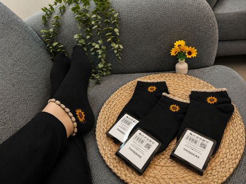 جوراب مچی زنانه لب توری (طرح گل آفتابگردون)🧦🌻