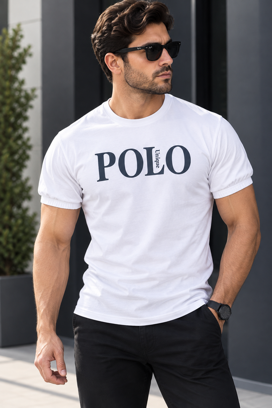 تیشرت مردانه طرح POLO رنگ سفید سایز بندی