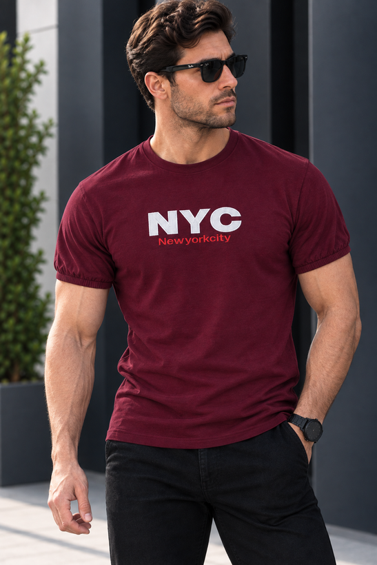 تیشرت مردانه رنگ قرمز طرح NYC سایز L