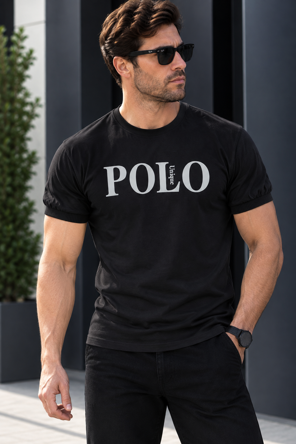تیشرت مردانه رنگ مشکی طرح POLOسایز L