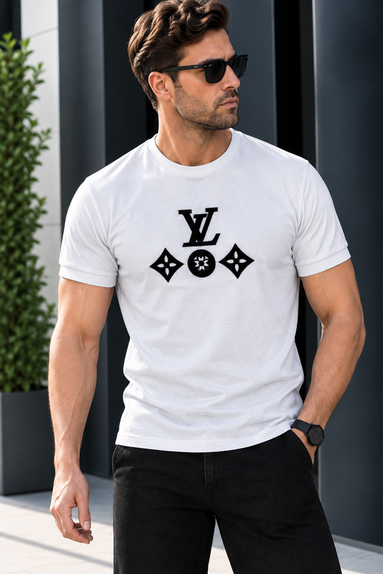 تیشرت مردانه طرح LV، رنگ سفید ، سایز بندی