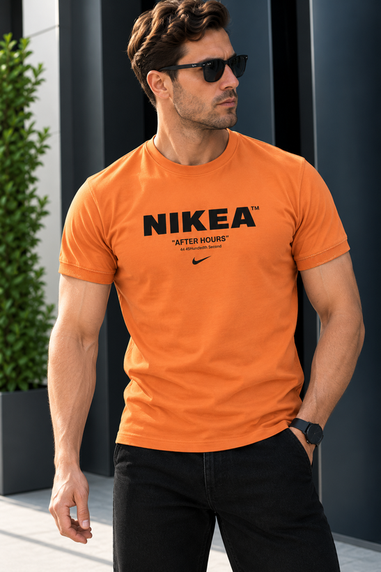 تیشرت مردانه طرح NIKEA، رنگ نارنجی هلویی ، سایز XL