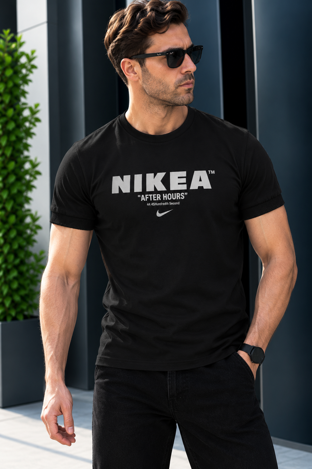 تیشرت مردانه طرح NIKEA، رنگ مشکی   ، سایزبندی